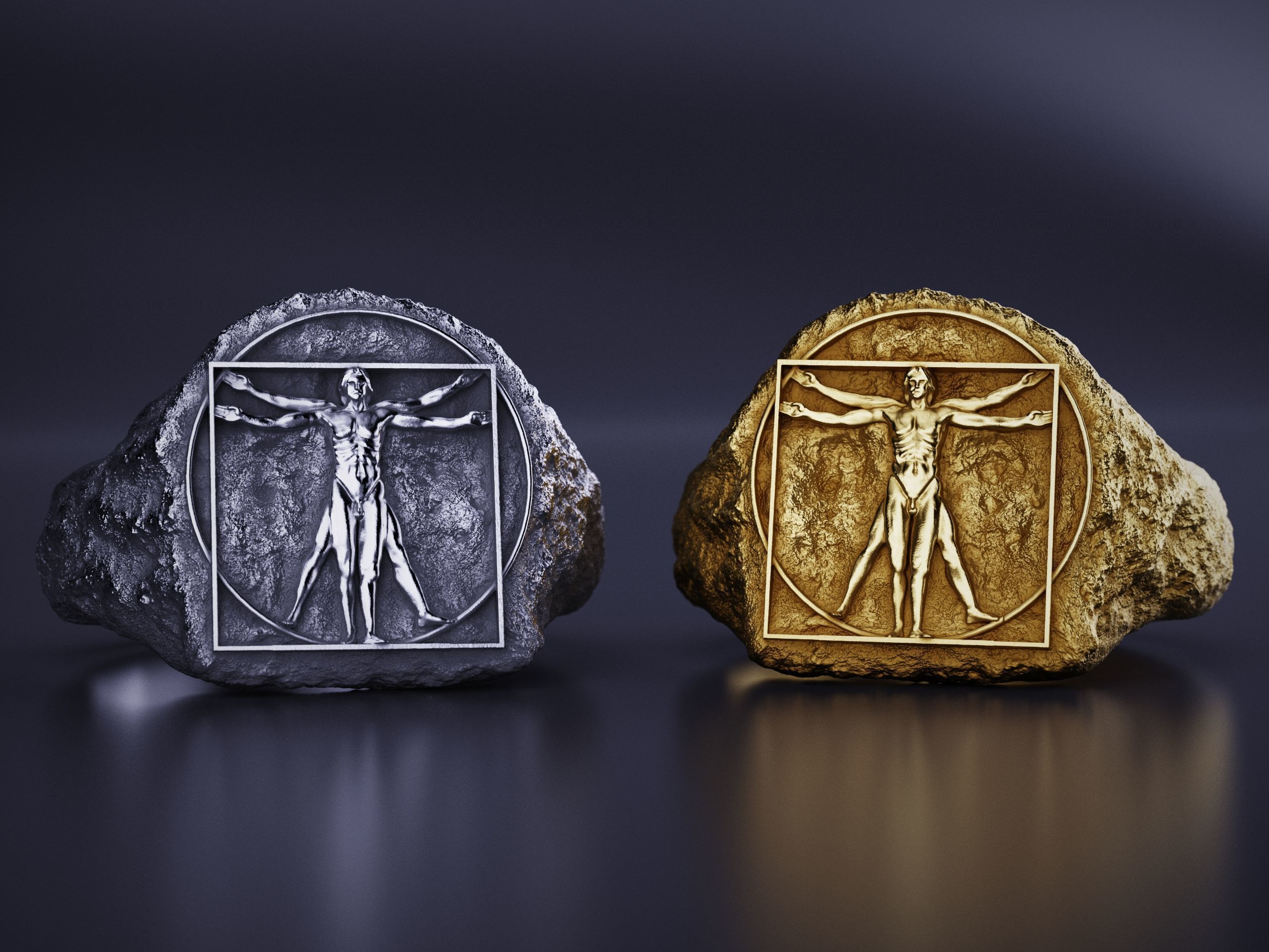 Vitruvian Man Signet Ring Leonardo Davinci 3D print model_12