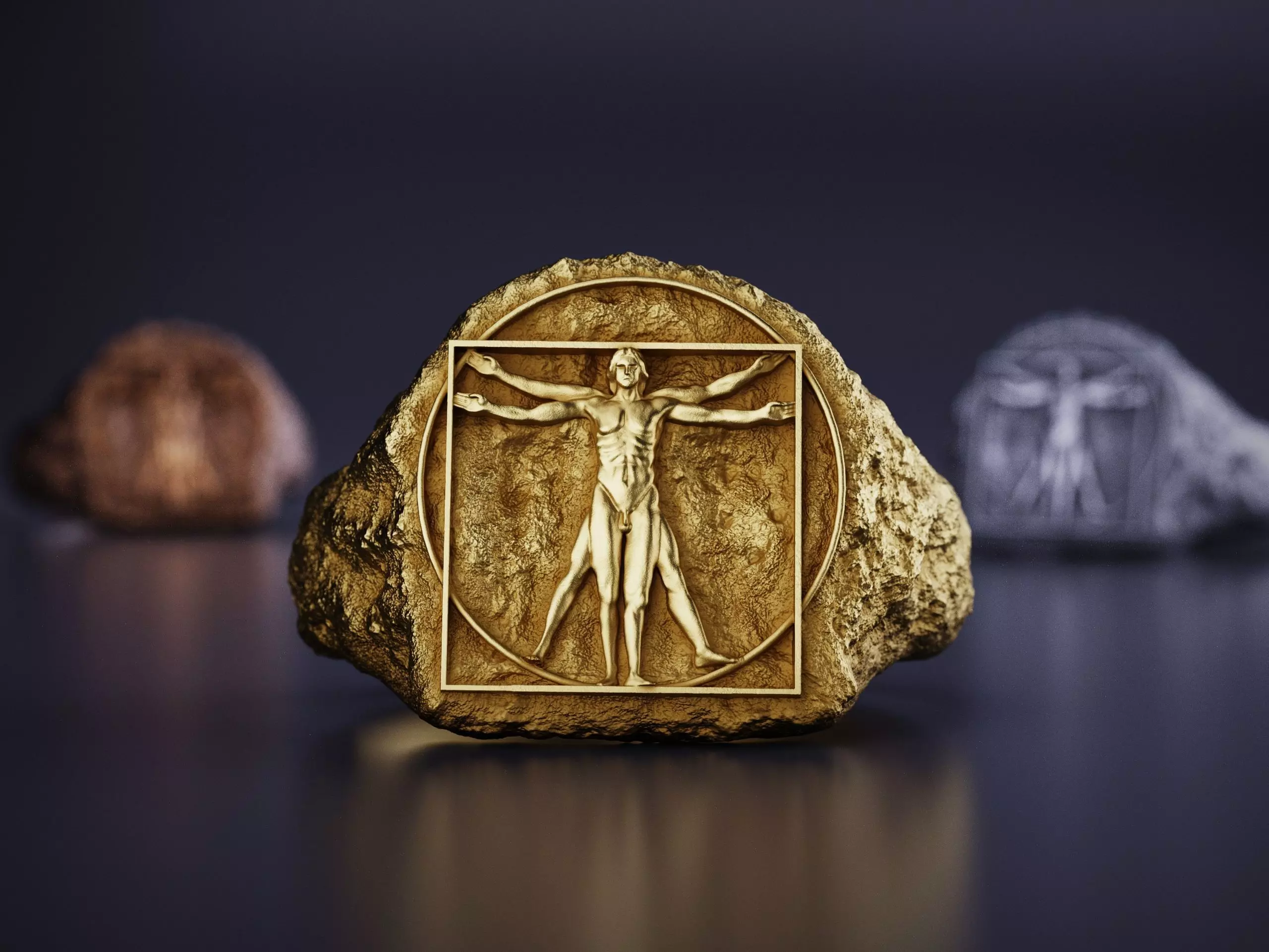 Vitruvian Man Signet Ring Leonardo Davinci 3D print model_0