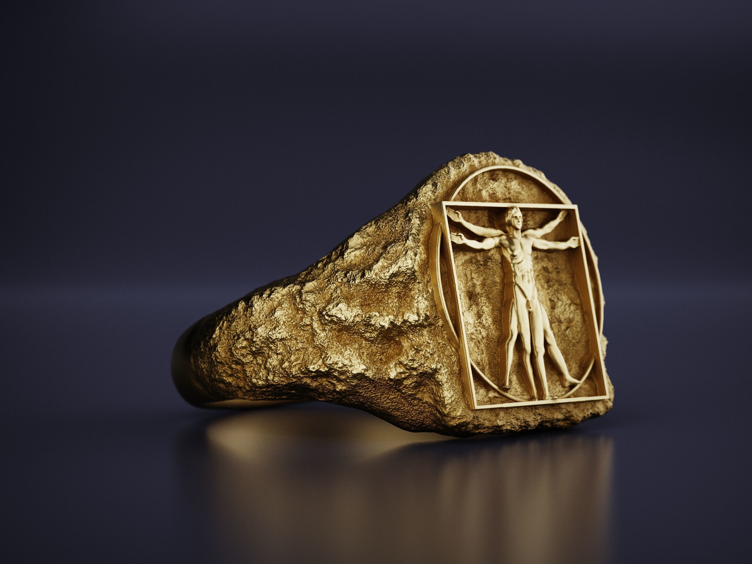 Vitruvian Man Signet Ring Leonardo Davinci 3D print model_8