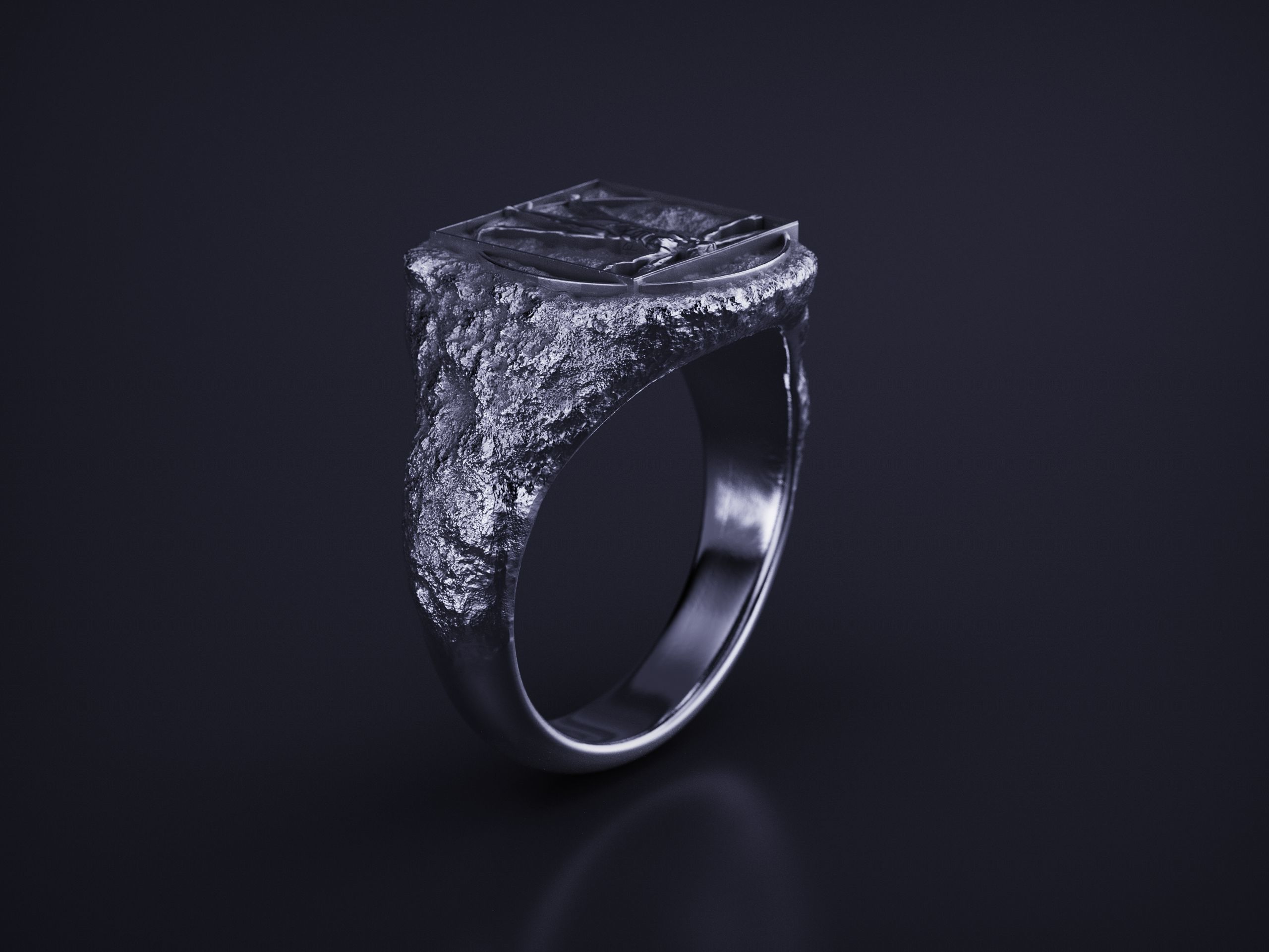 Vitruvian Man Signet Ring Leonardo Davinci 3D print model_15