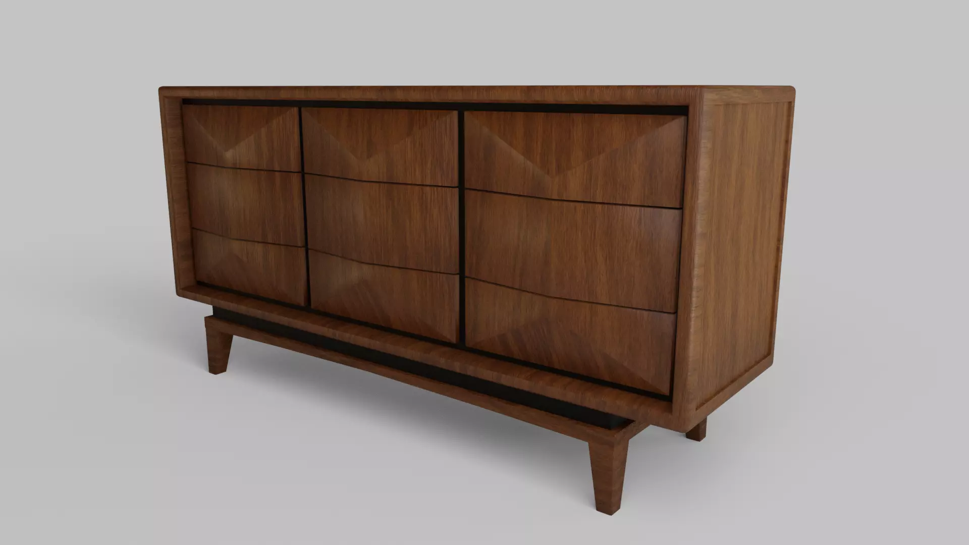 Wooden Cupboard Retro Design  Low-poly 3D model_0