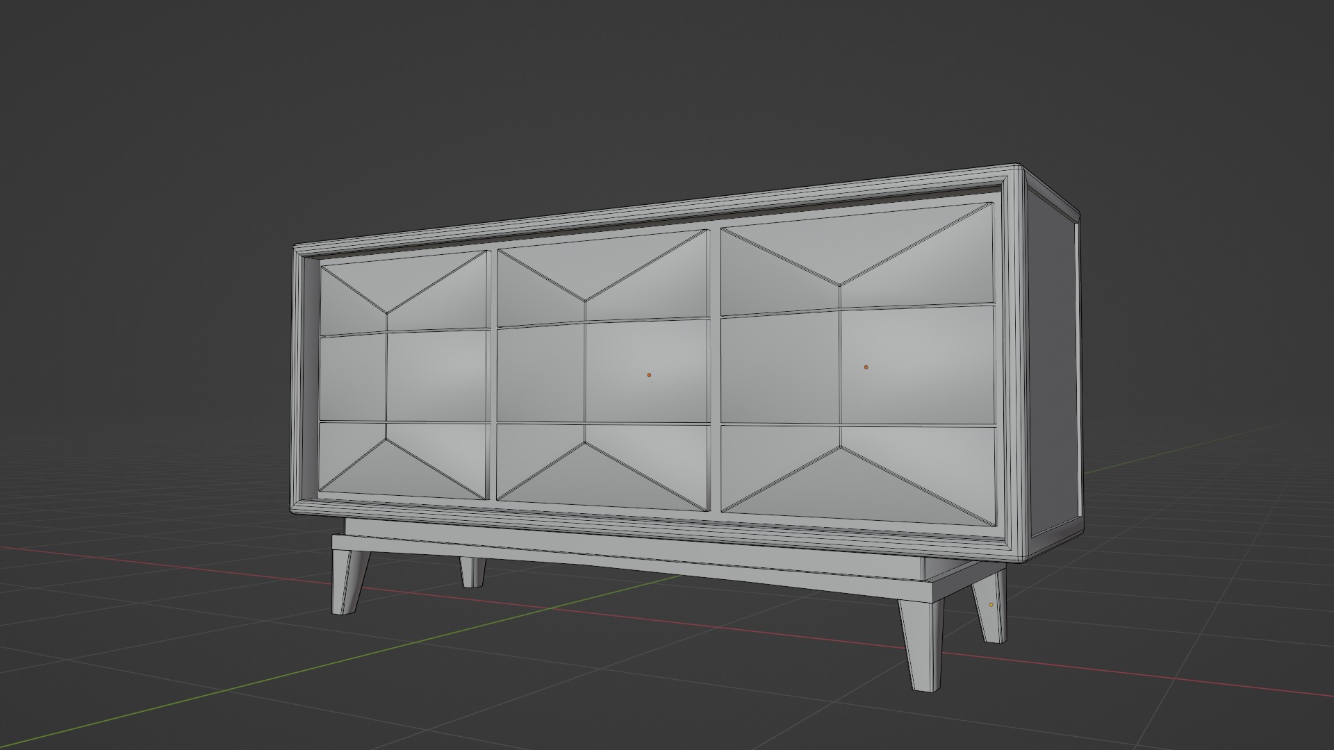 Wooden Cupboard Retro Design  Low-poly 3D model_4