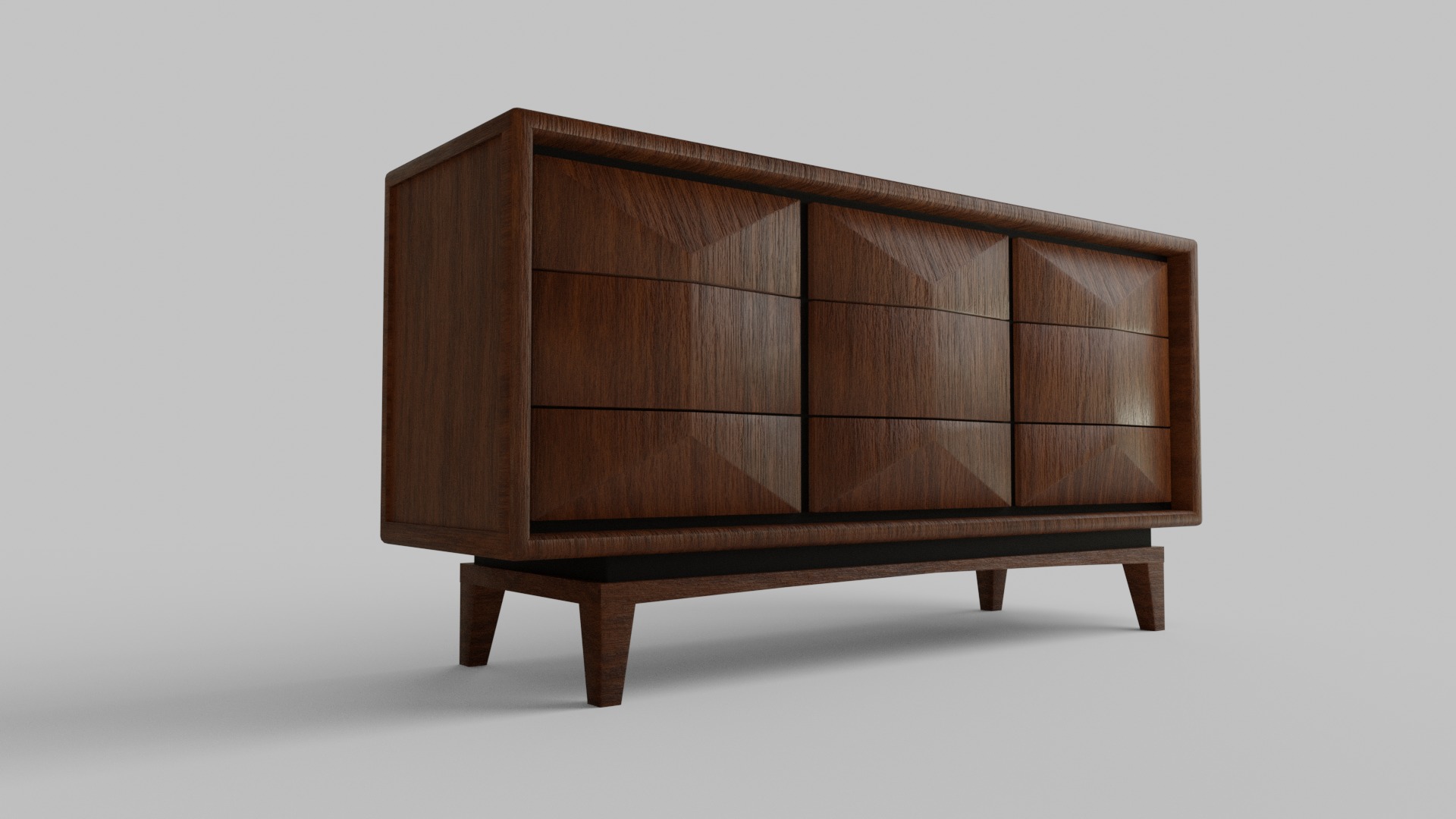 Wooden Cupboard Retro Design  Low-poly 3D model_1