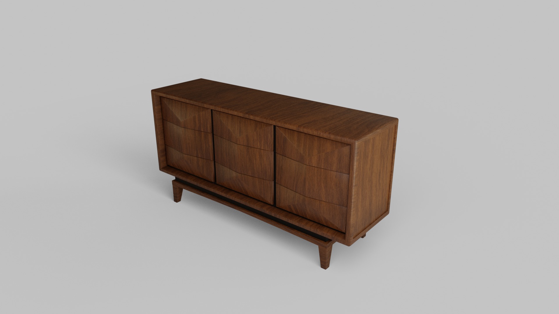 Wooden Cupboard Retro Design  Low-poly 3D model_3