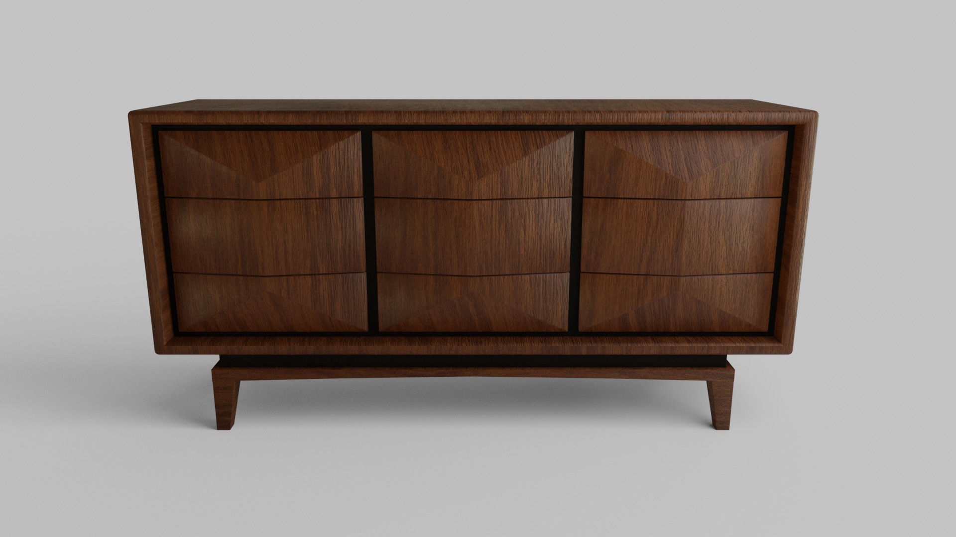 Wooden Cupboard Retro Design  Low-poly 3D model_2