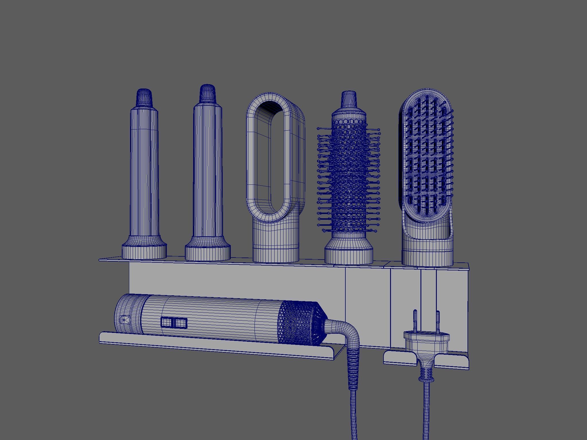 electrical hairdryer and styler  3D model_1