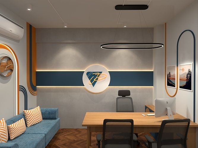 Small Office Interior Scene Low-poly 3D model