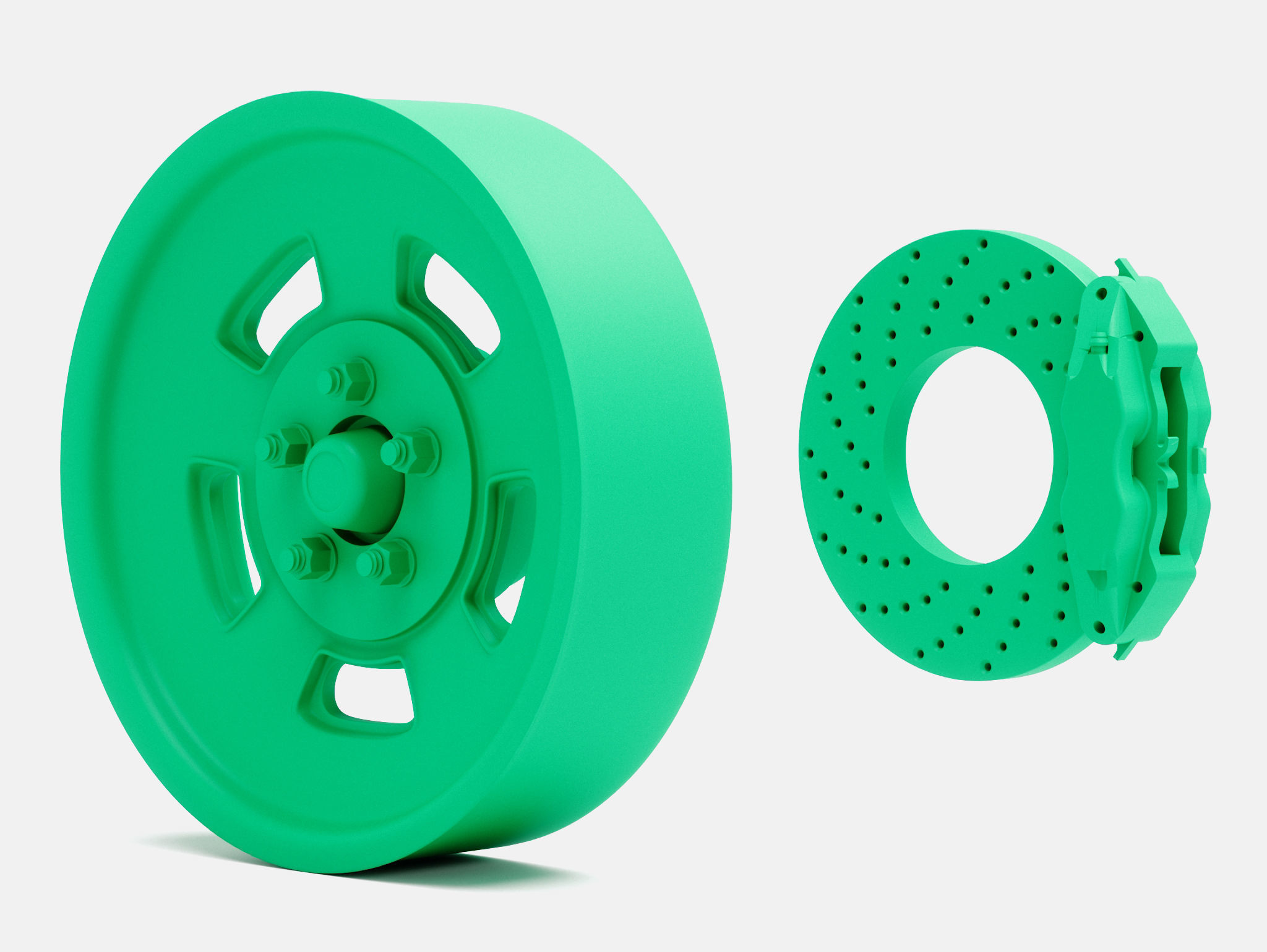 15x4 Halibrand Sprint Wheel and Brake 3D print model_3