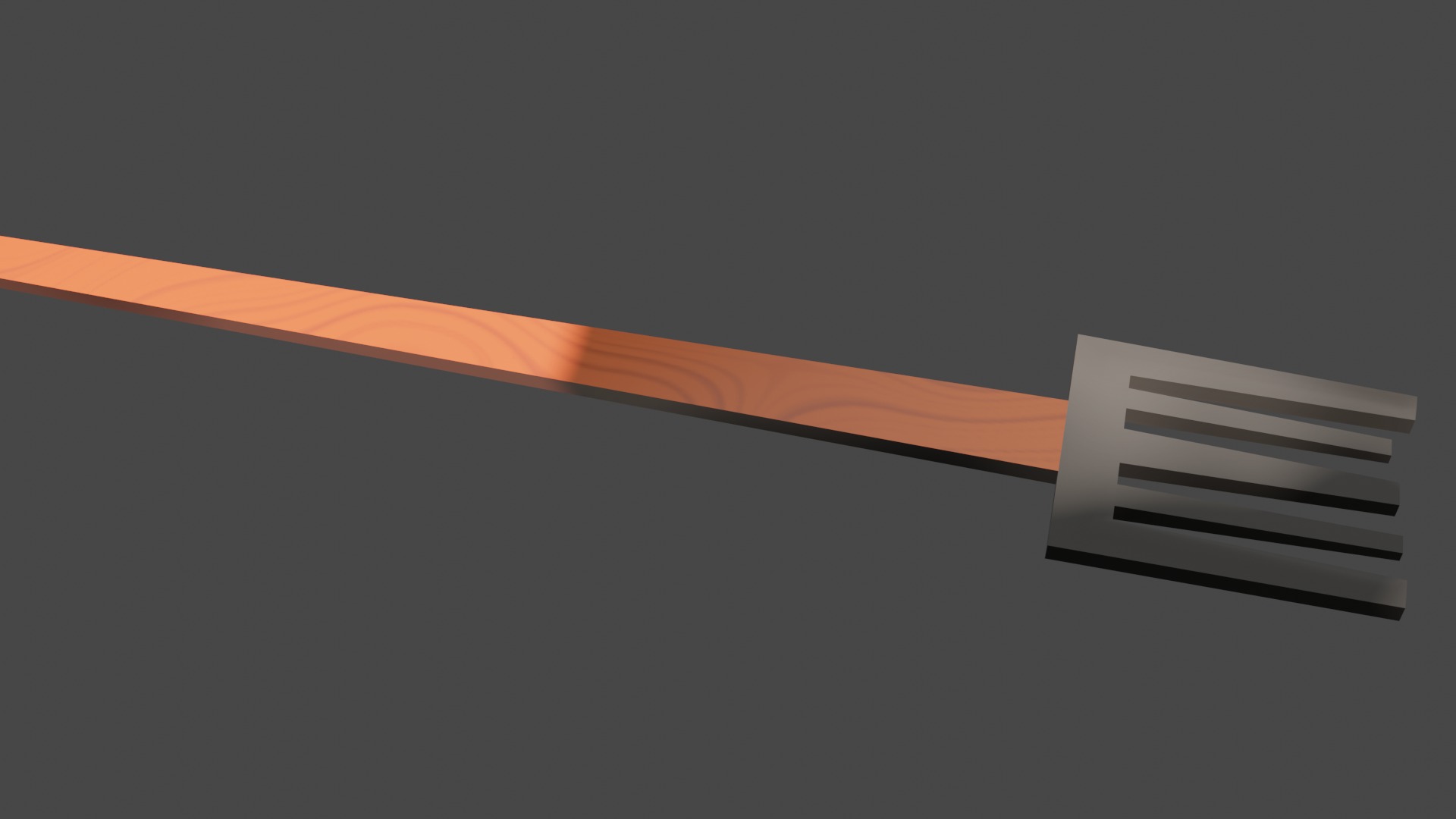 Dinner fork in metal material  wooden handle real dimension  Low-poly 3D model_7