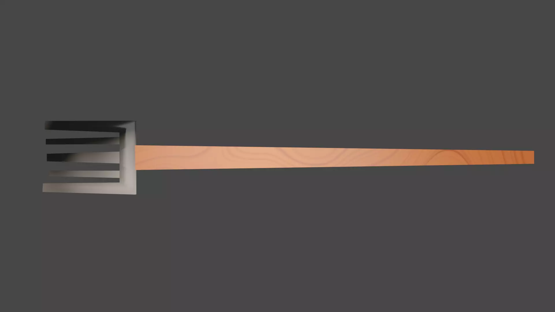 Dinner fork in metal material  wooden handle real dimension  Low-poly 3D model_0