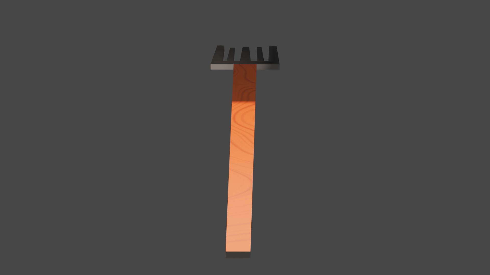 Dinner fork in metal material  wooden handle real dimension  Low-poly 3D model_8