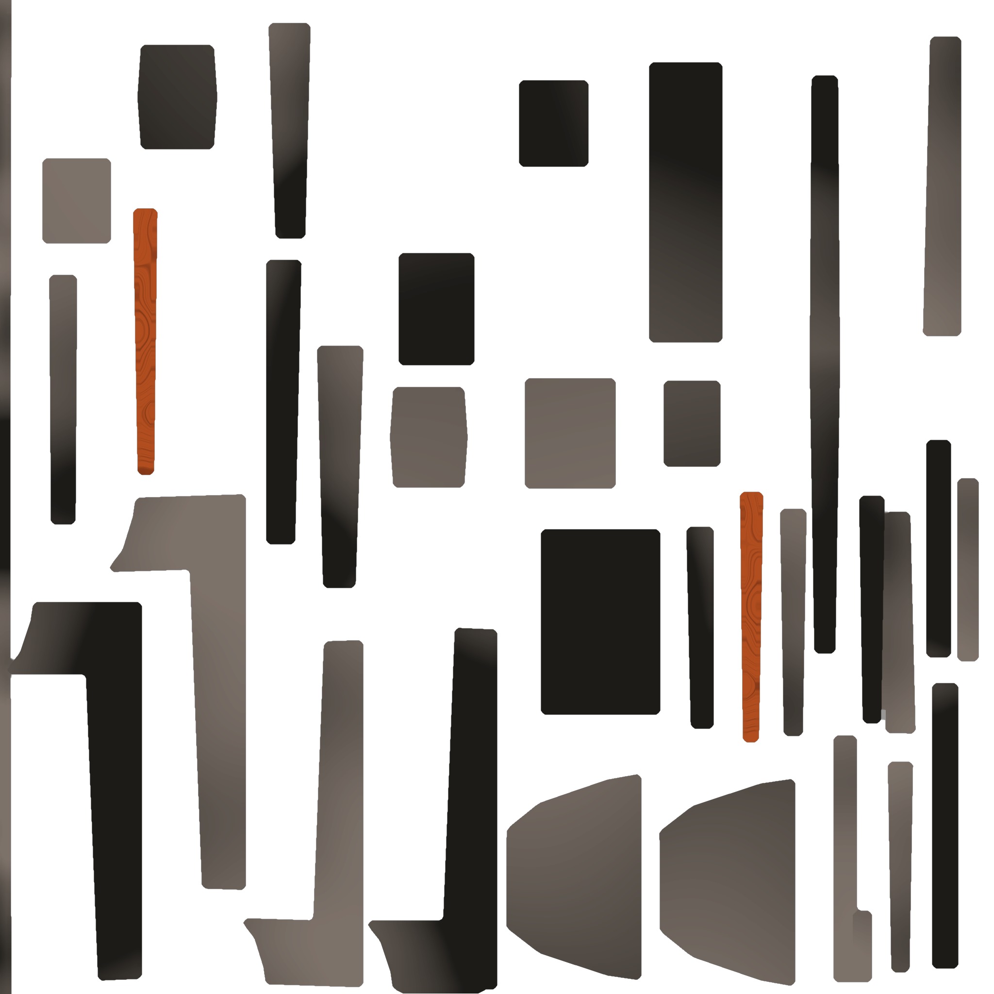 Dinner fork in metal material  wooden handle real dimension  Low-poly 3D model_12