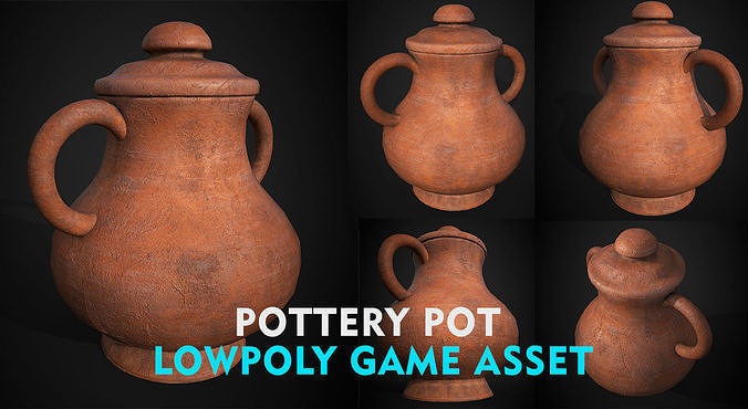pottery pot lowpoly game asset Low-poly 3D model