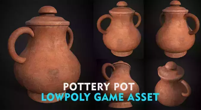pottery pot lowpoly game asset