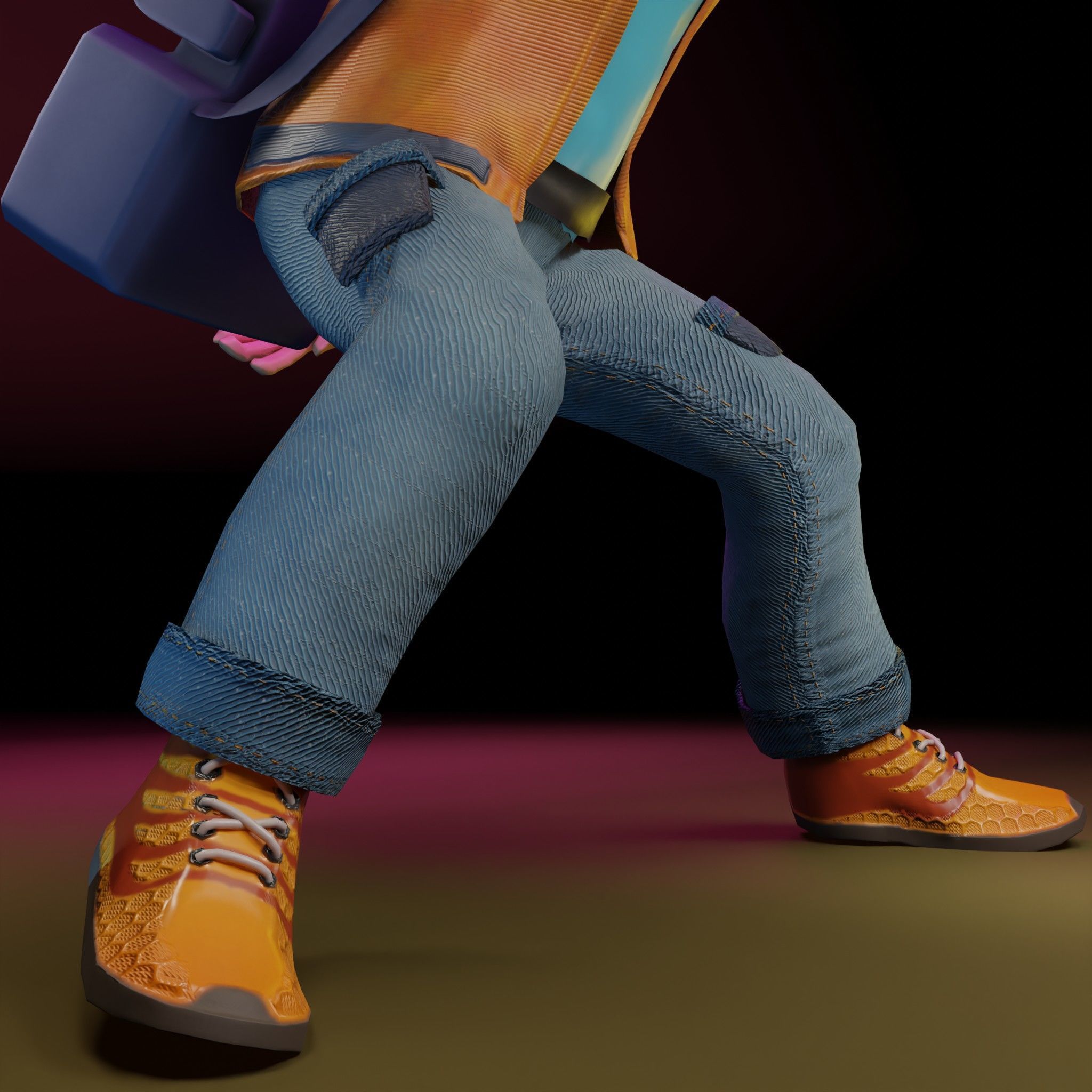 Stylized Female Character with Goggles - Game ready Model Low-poly 3D model_15