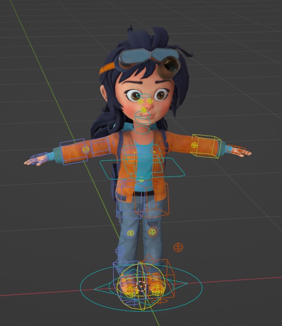 Stylized Female Character with Goggles - Game ready Model Low-poly 3D model_7