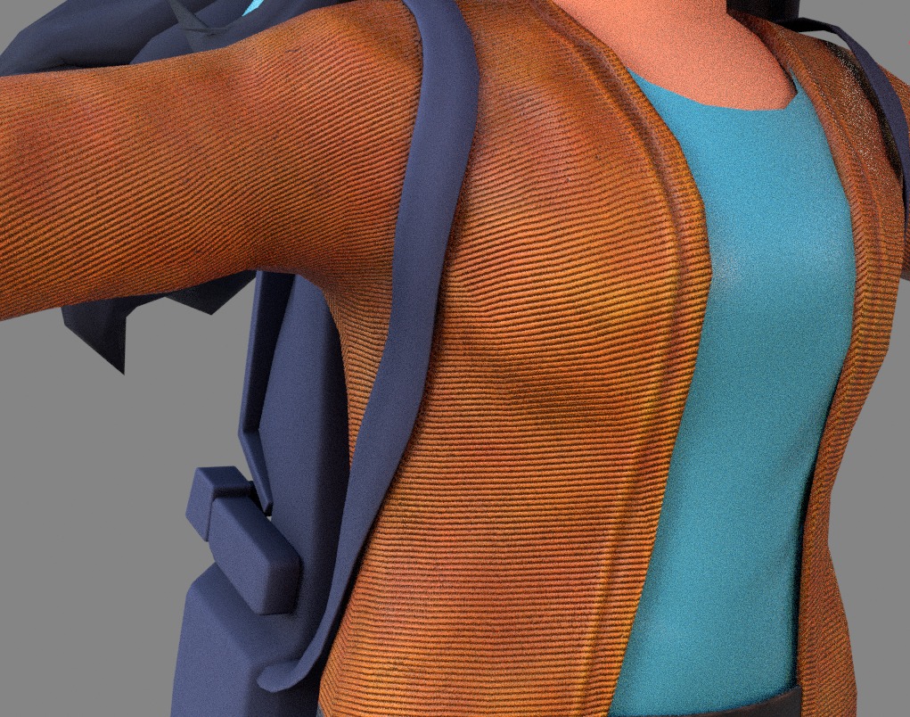 Stylized Female Character with Goggles - Game ready Model Low-poly 3D model_5