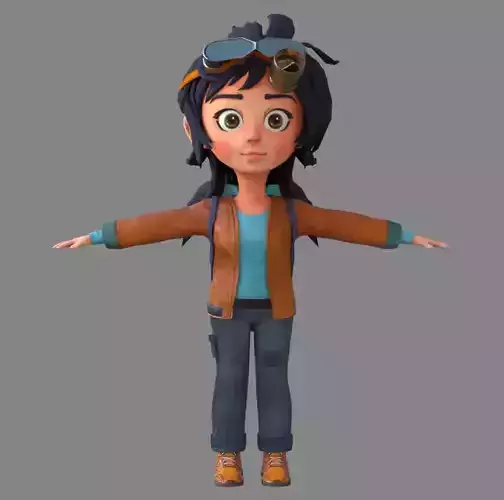 Stylized Female Character with Goggles - Game ready Model Low-poly 3D model Stylized Female Character with Goggles - Game ready Model Low-poly 3D model