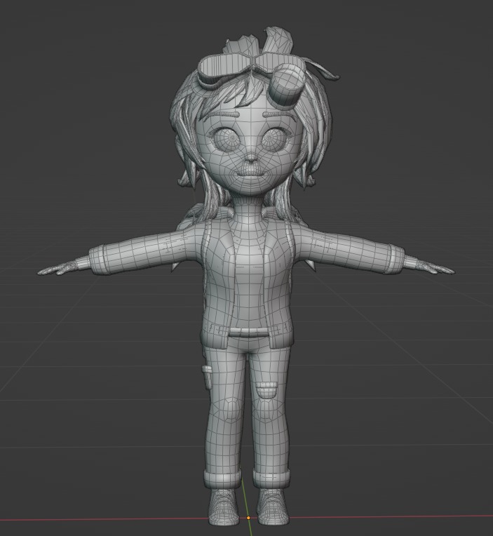 Stylized Female Character with Goggles - Game ready Model Low-poly 3D model_8