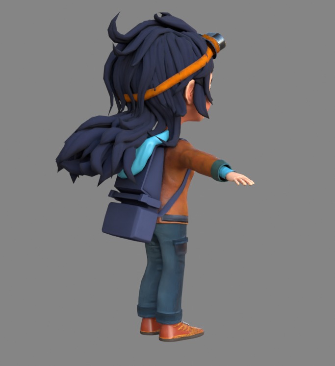 Stylized Female Character with Goggles - Game ready Model Low-poly 3D model_2