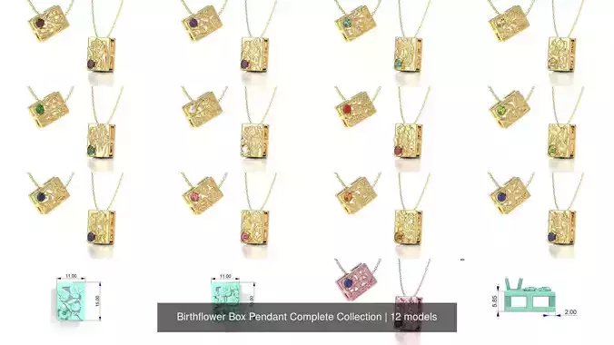 Birthflower Box Pendant Complete Collection