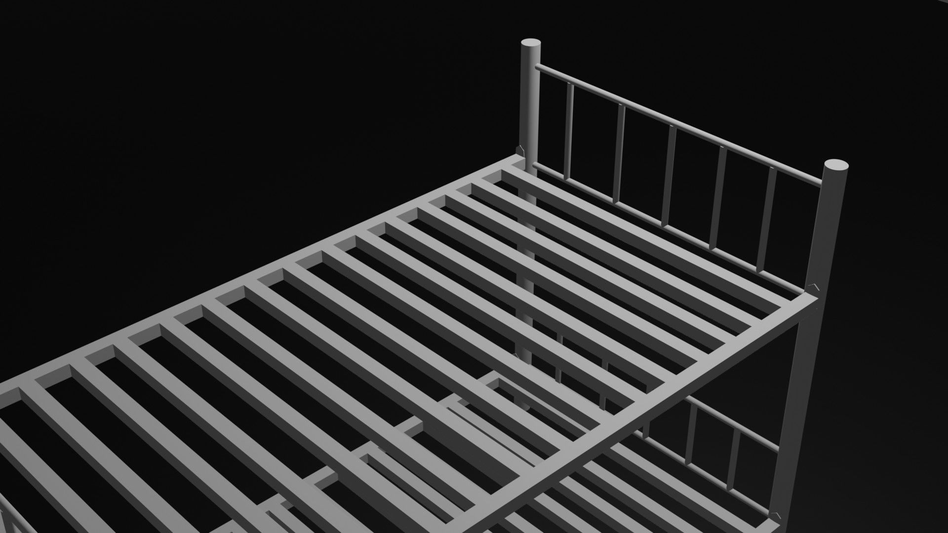 bunk bed low poly game ready Low-poly 3D model_1