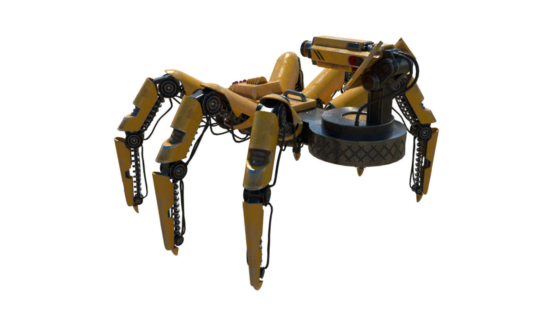 Mecha Spider robot Low-poly 3D model_2