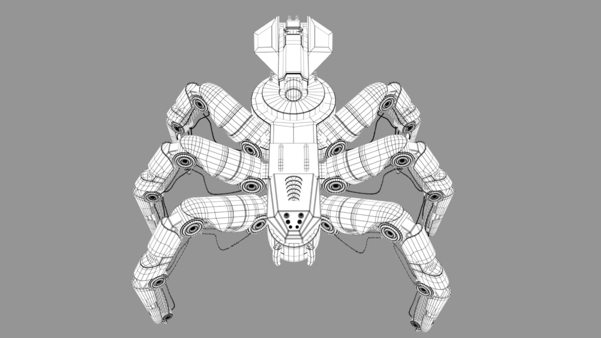 Mecha Spider robot Low-poly 3D model_9