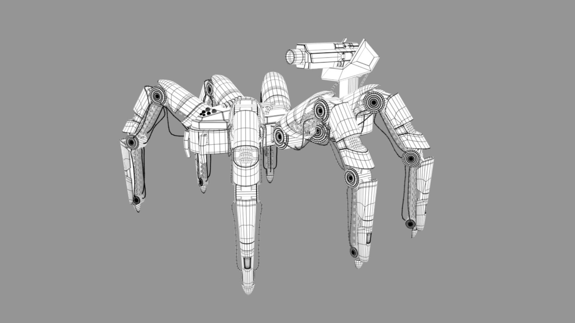 Mecha Spider robot Low-poly 3D model_7
