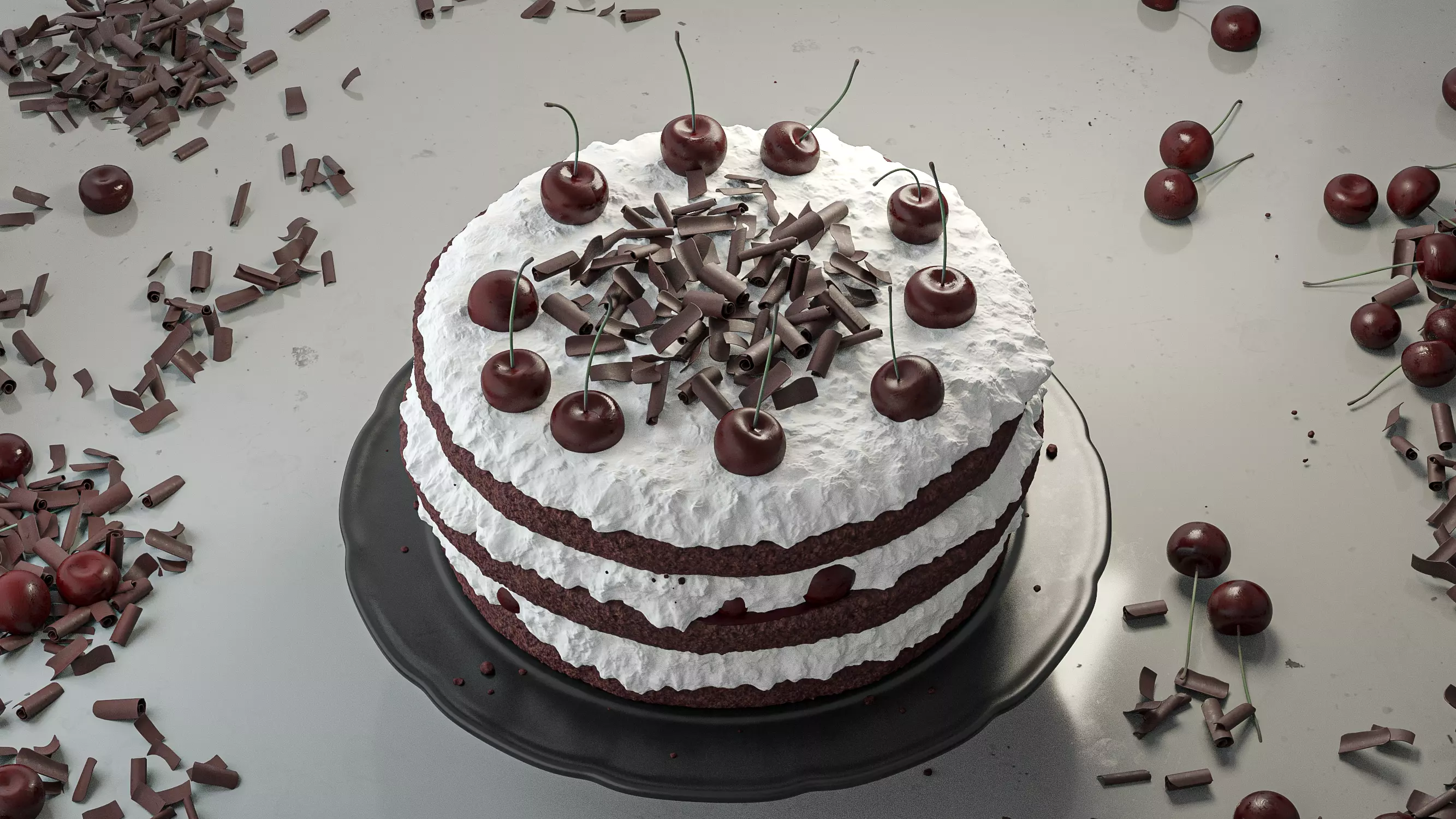 black cherry cake 3D model