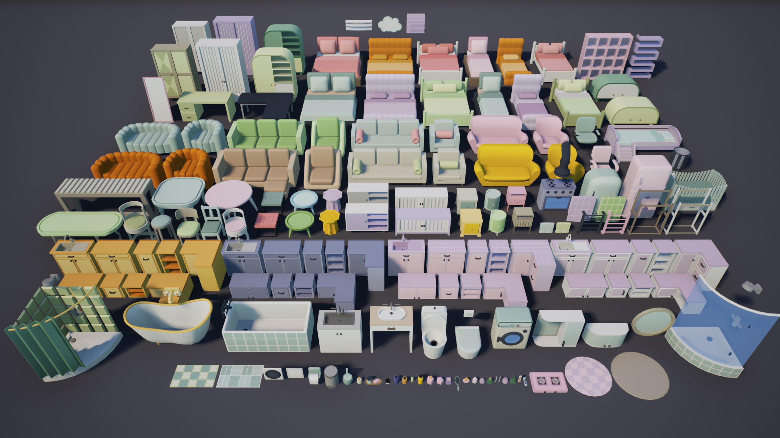 Low Poly Cozy House Interior Low-poly 3D model_10