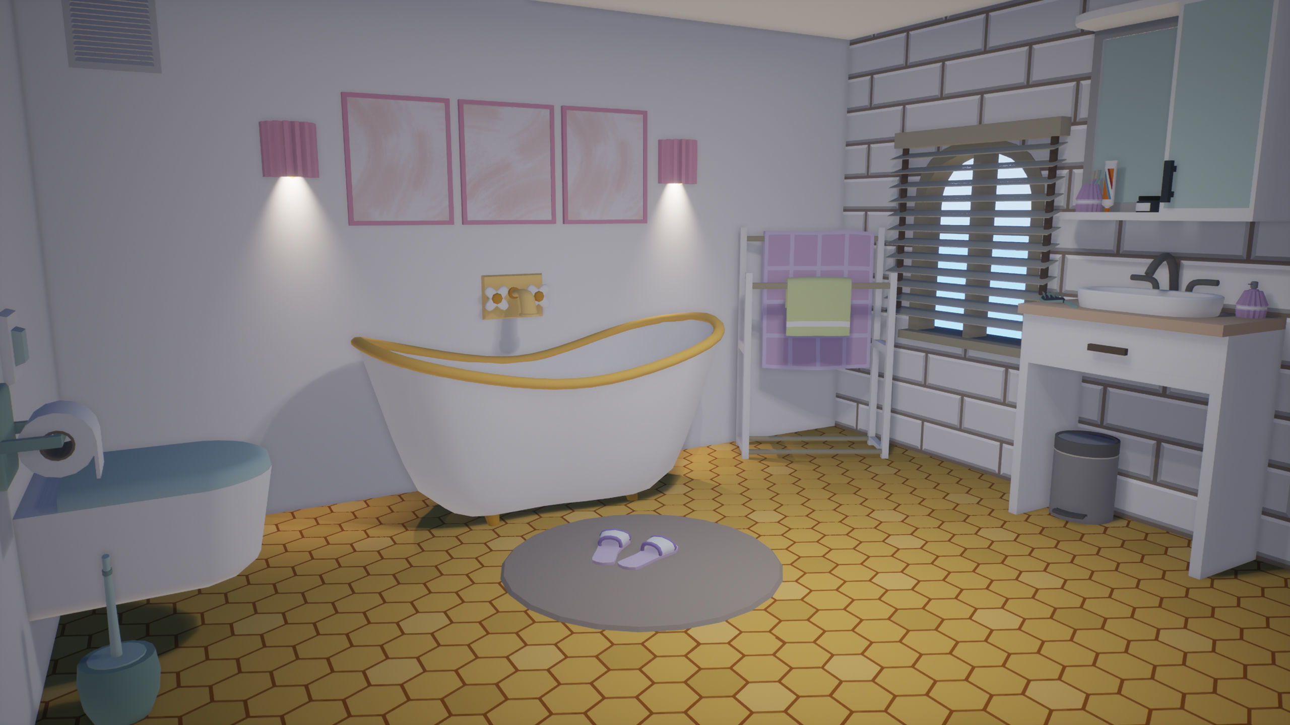 Low Poly Cozy House Interior Low-poly 3D model_5