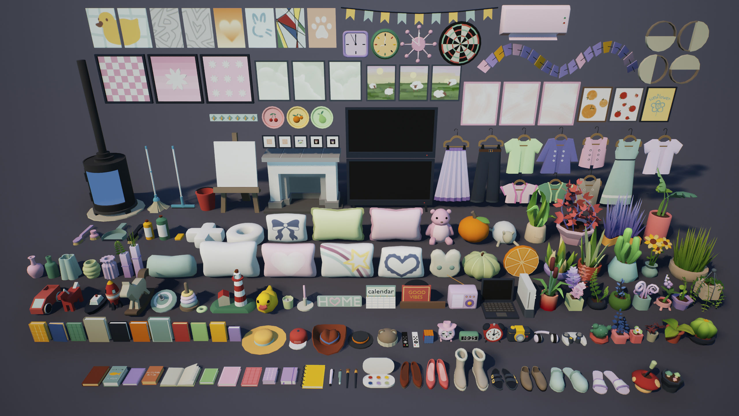 Low Poly Cozy House Interior Low-poly 3D model_11