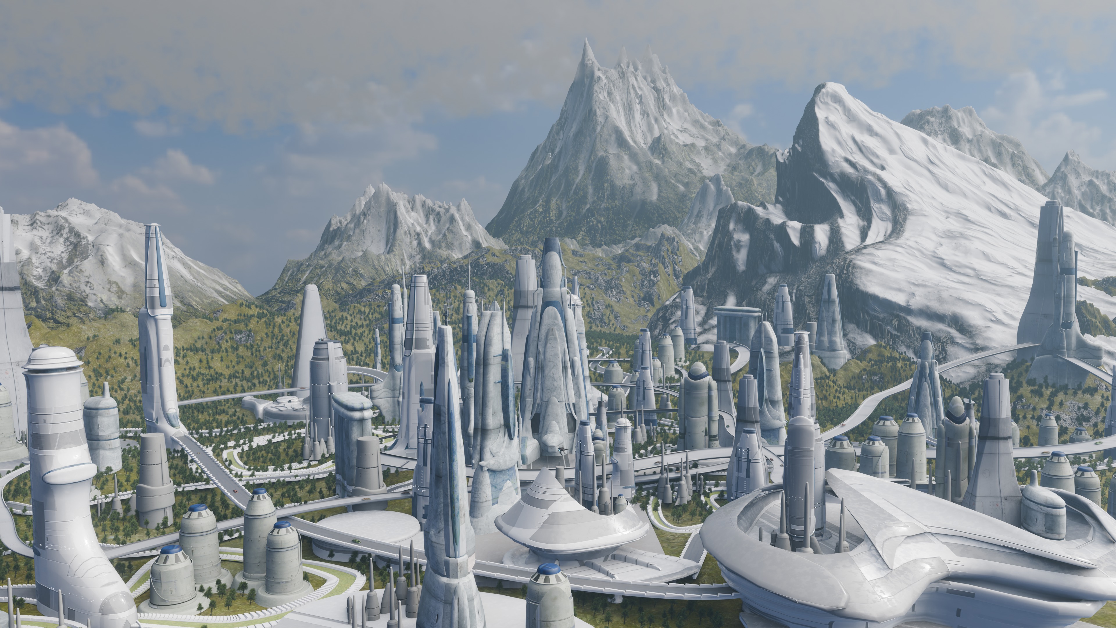 Galactic Cityscape Kit bash Pack 3D model_12