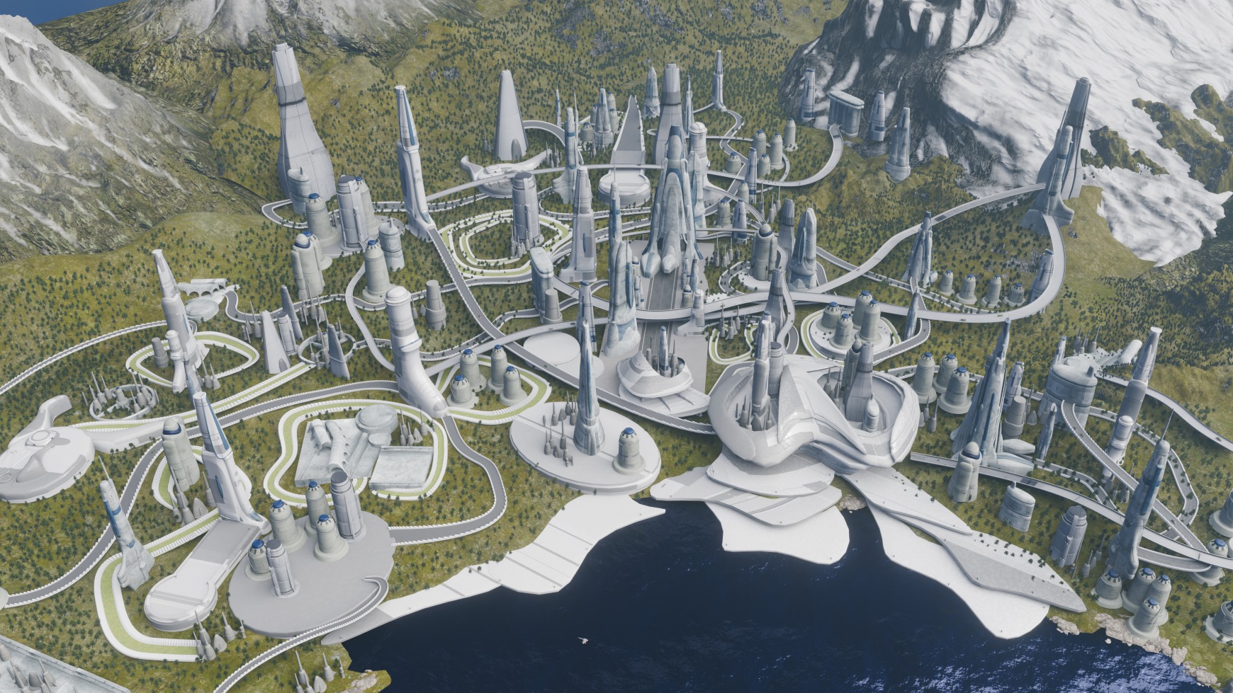 Galactic Cityscape Kit bash Pack 3D model_8