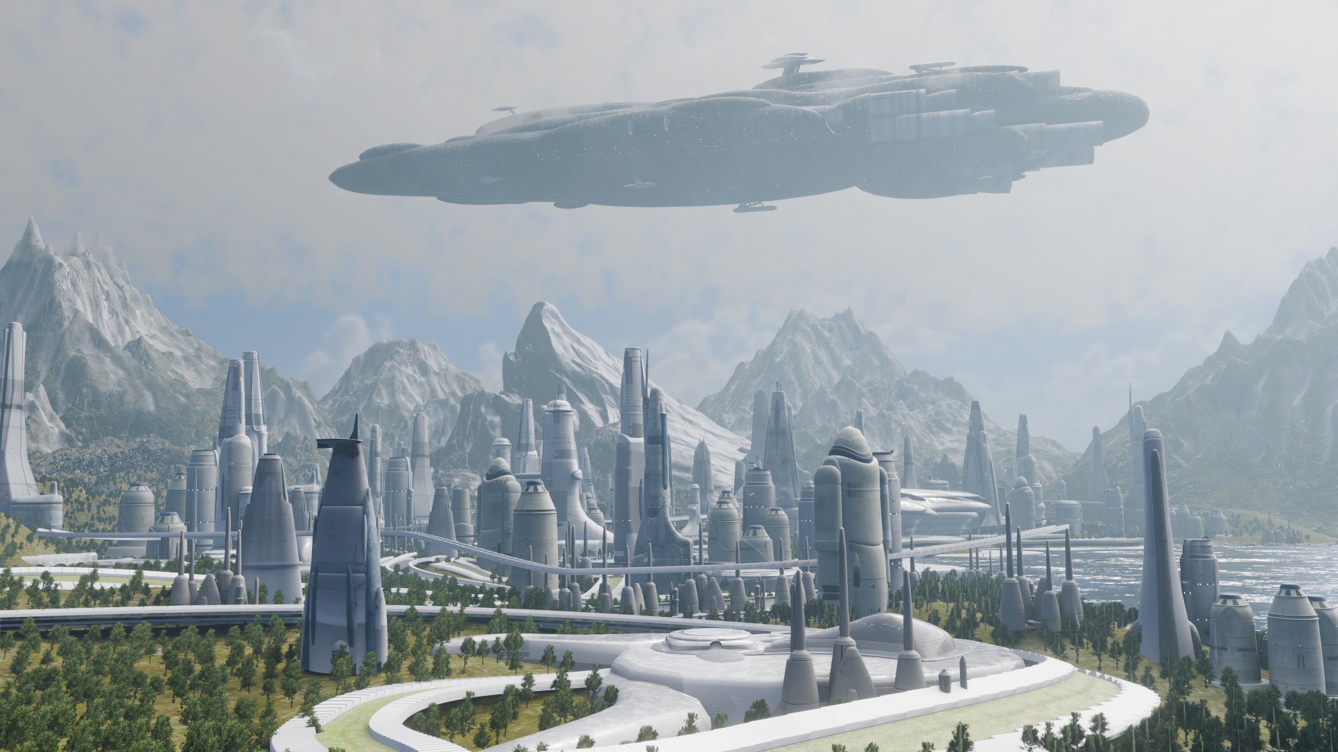 Galactic Cityscape Kit bash Pack 3D model_10