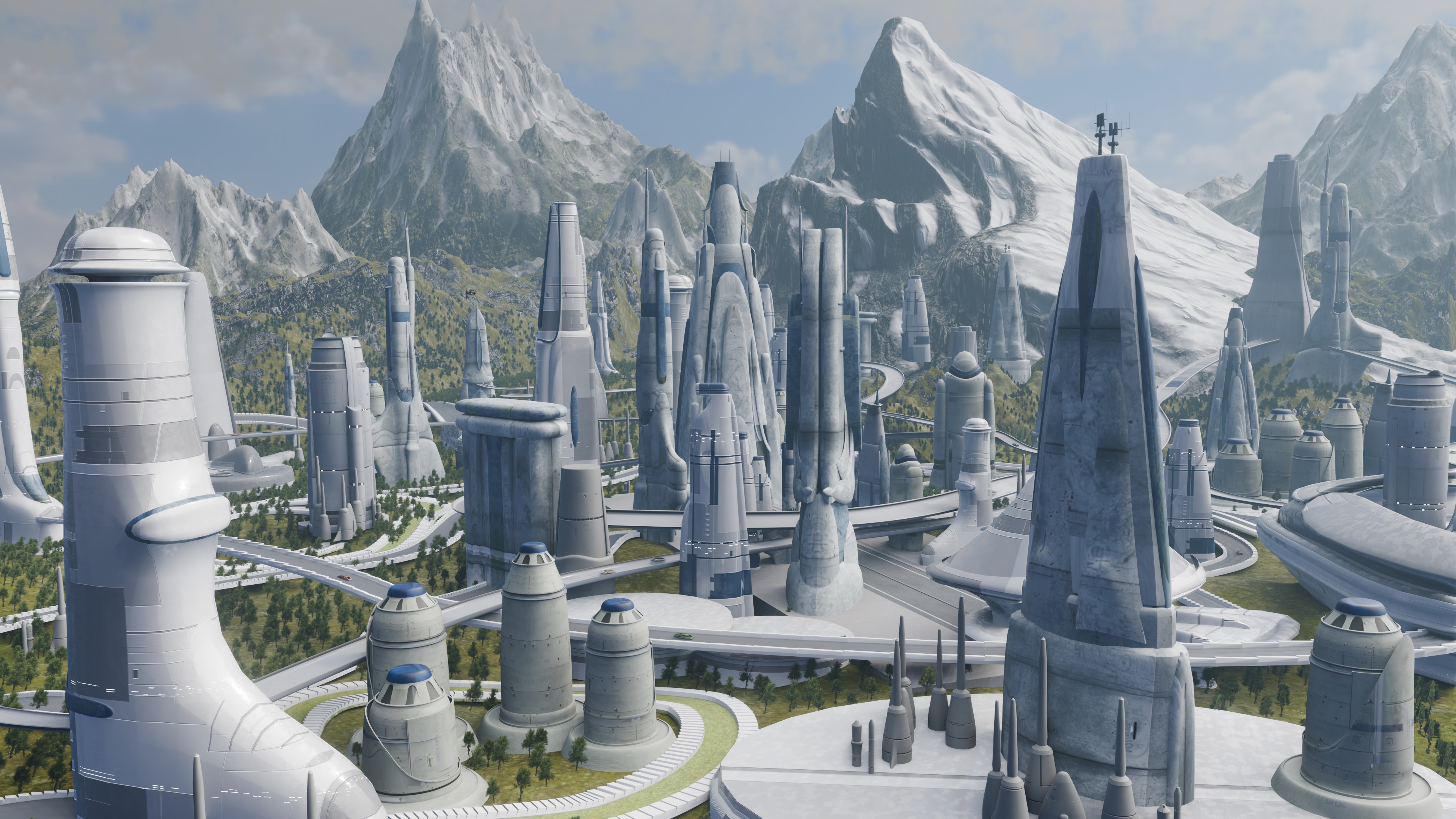 Galactic Cityscape Kit bash Pack 3D model_9
