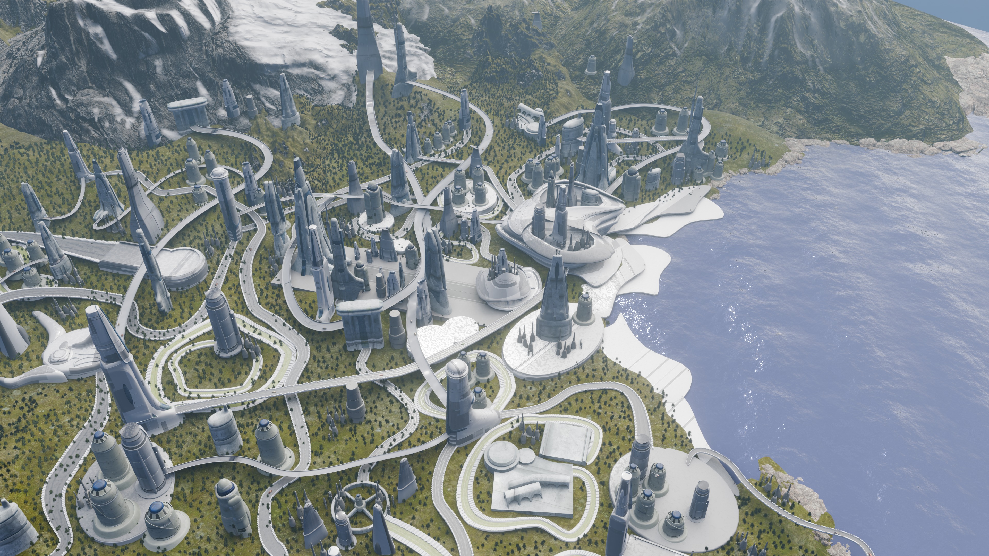 Galactic Cityscape Kit bash Pack 3D model_5