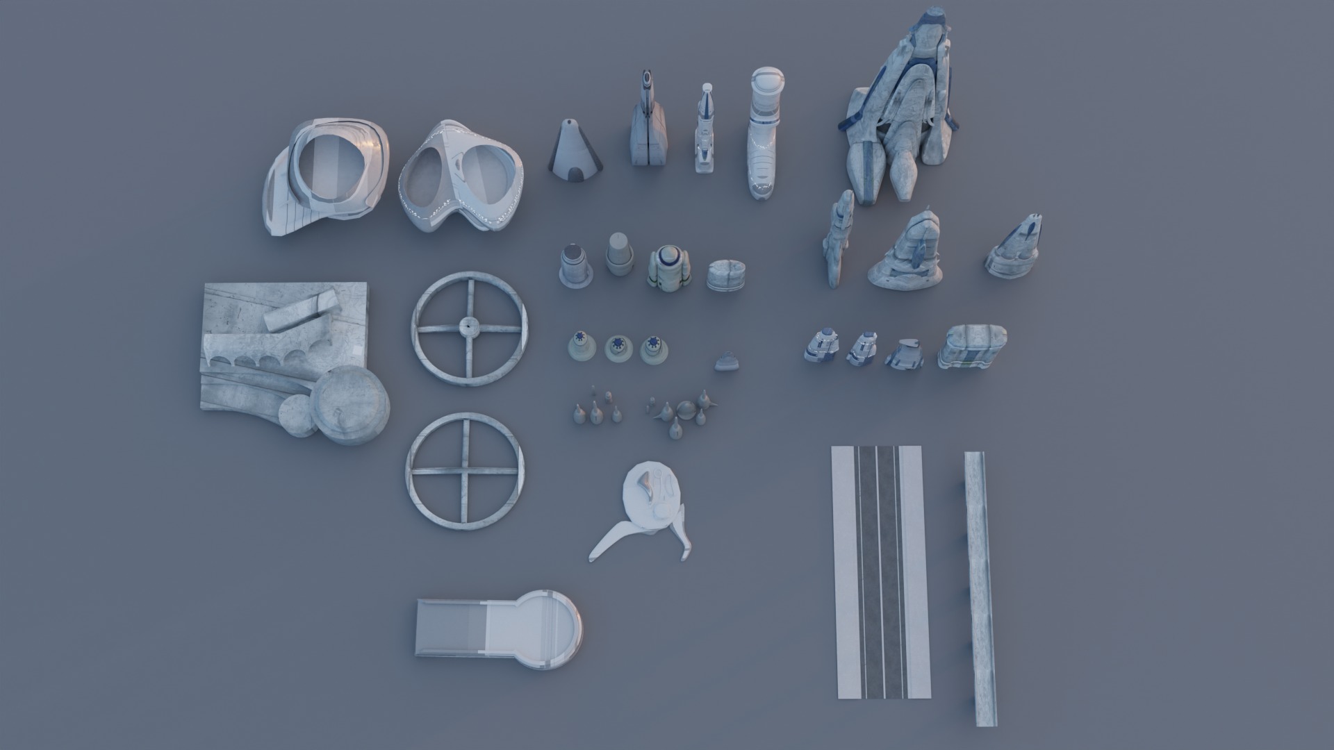 Galactic Cityscape Kit bash Pack 3D model_2