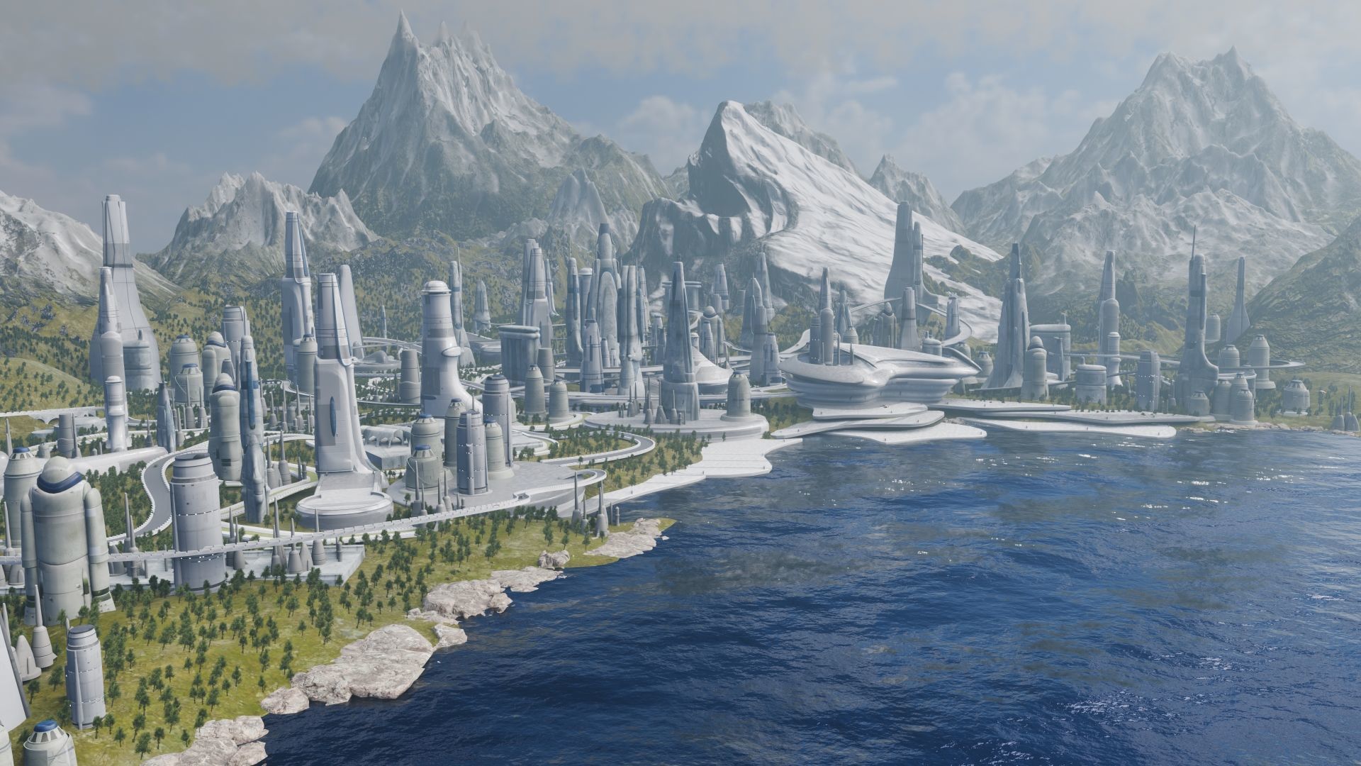 Galactic Cityscape Kit bash Pack 3D model_7