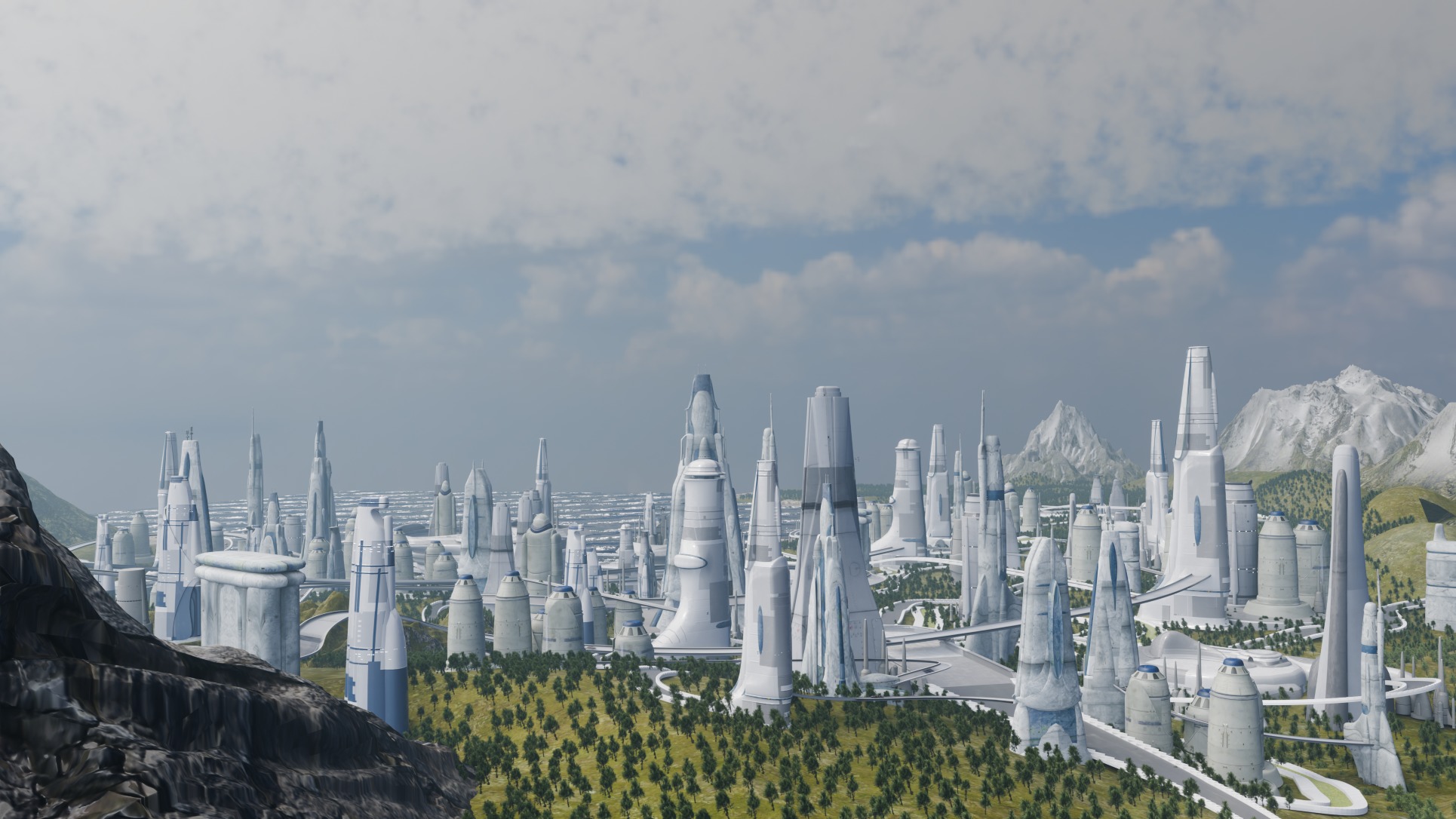 Galactic Cityscape Kit bash Pack 3D model_11