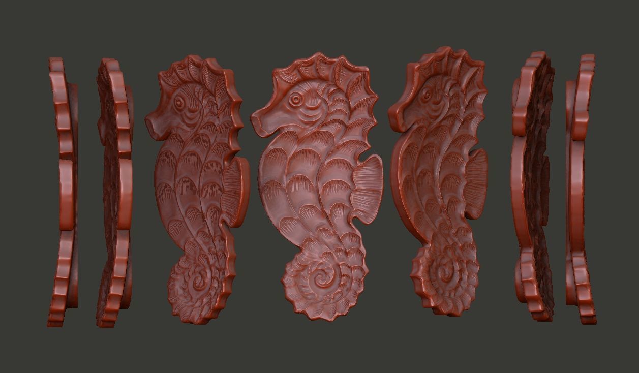 Seahorse dish 3D print model_7