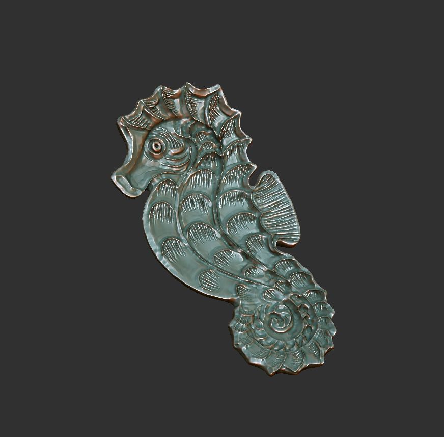 Seahorse dish 3D print model_15