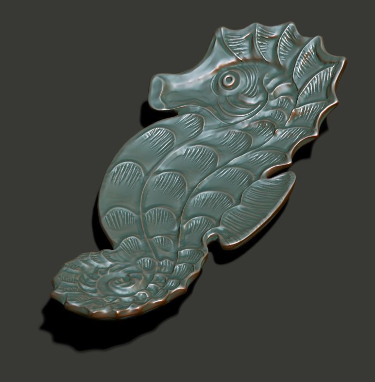 Seahorse dish 3D print model_9
