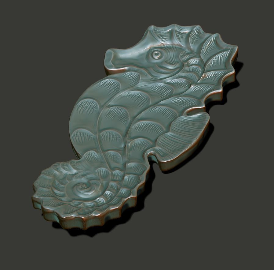 Seahorse dish 3D print model_1