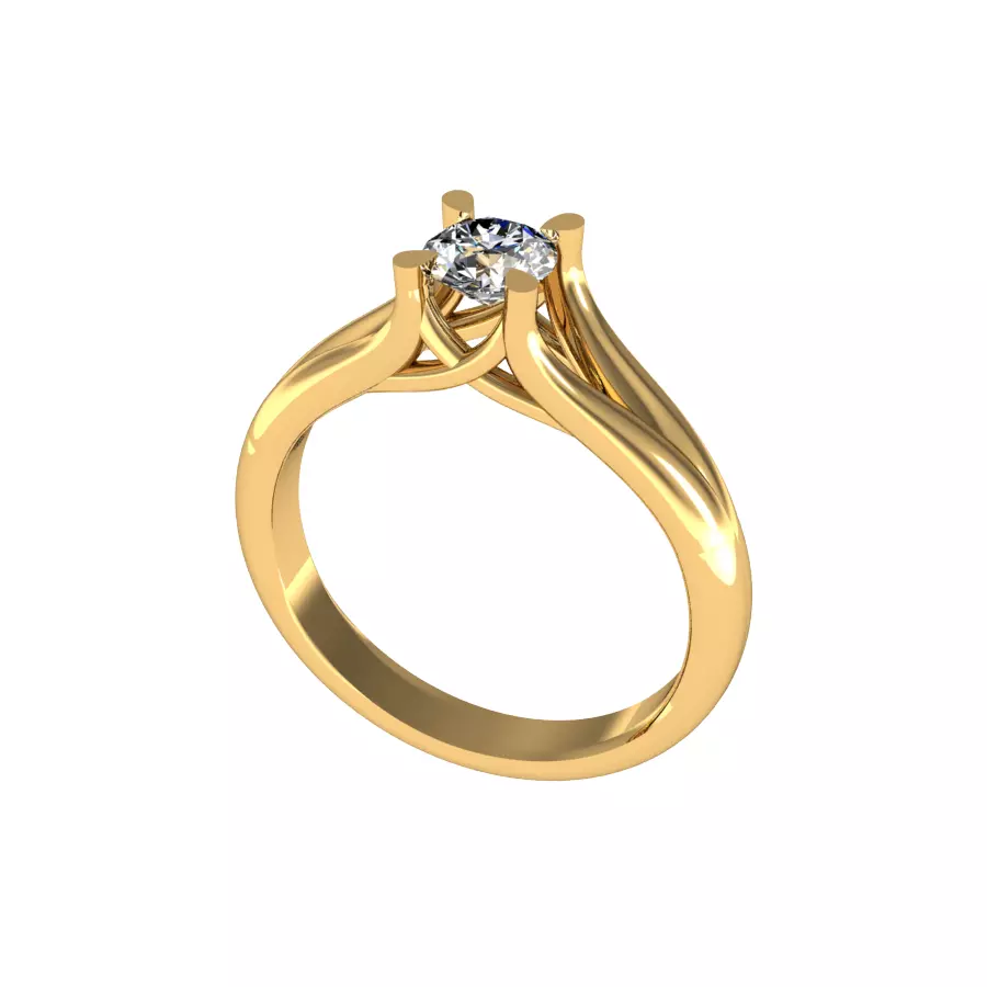 solitaire diamond ring 3D print model_0