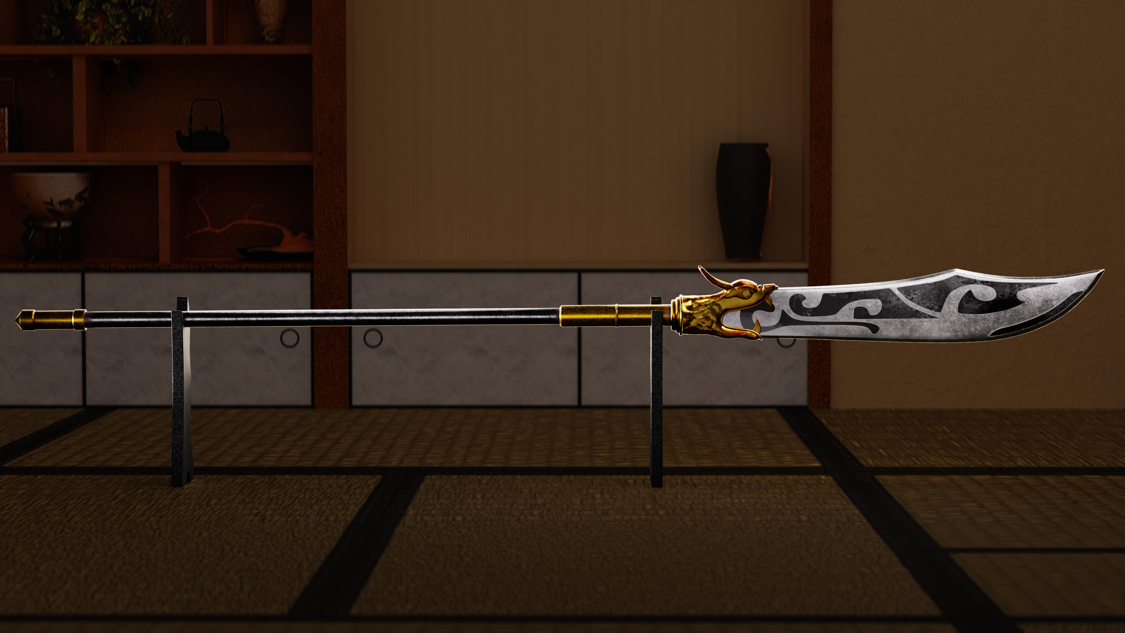 Spear - Ancient Chinese Weapon Low-poly 3D model_2