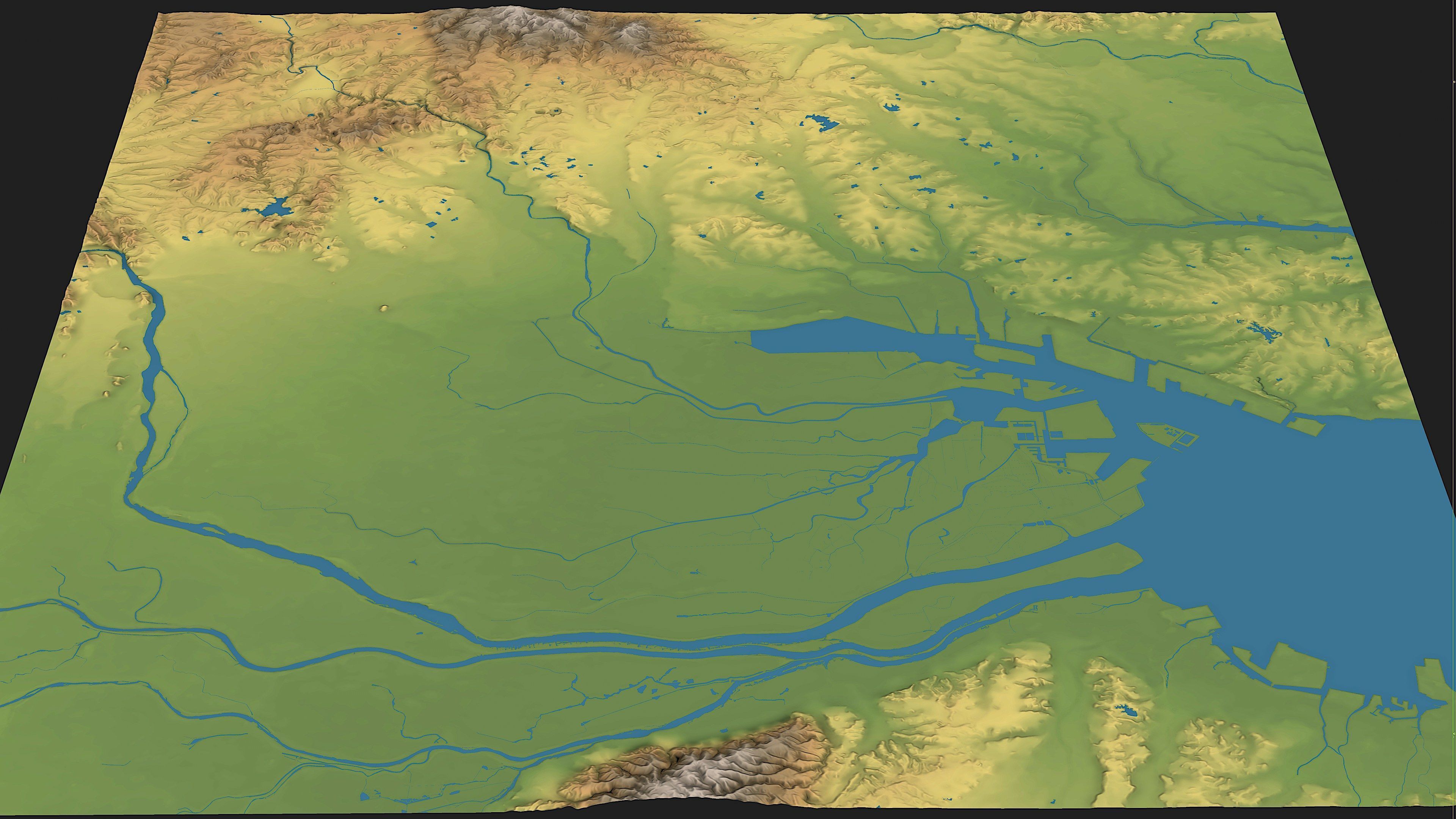 Nagoya - Topography Terrain Low-poly 3D model_8