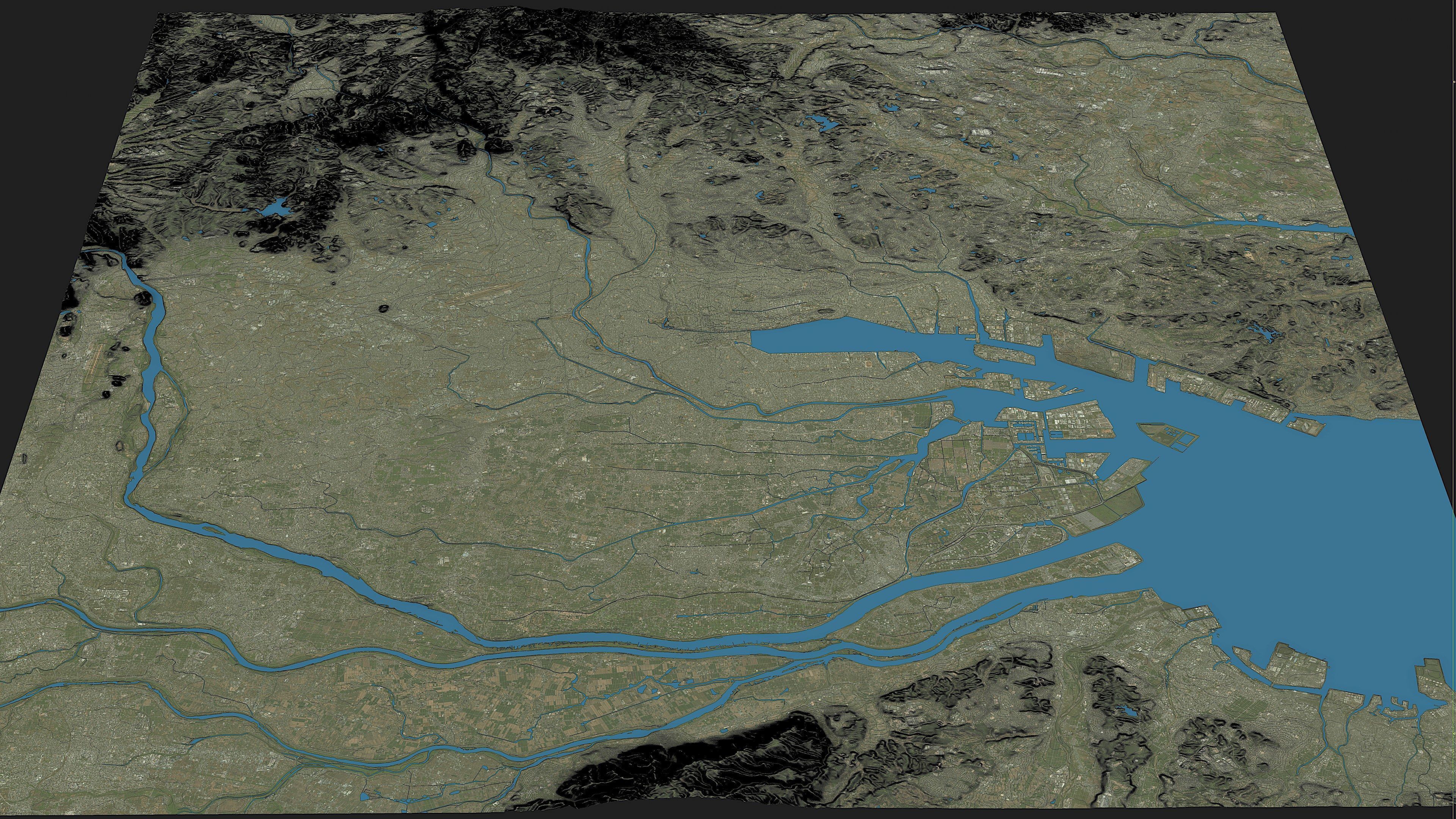 Nagoya - Topography Terrain Low-poly 3D model_5