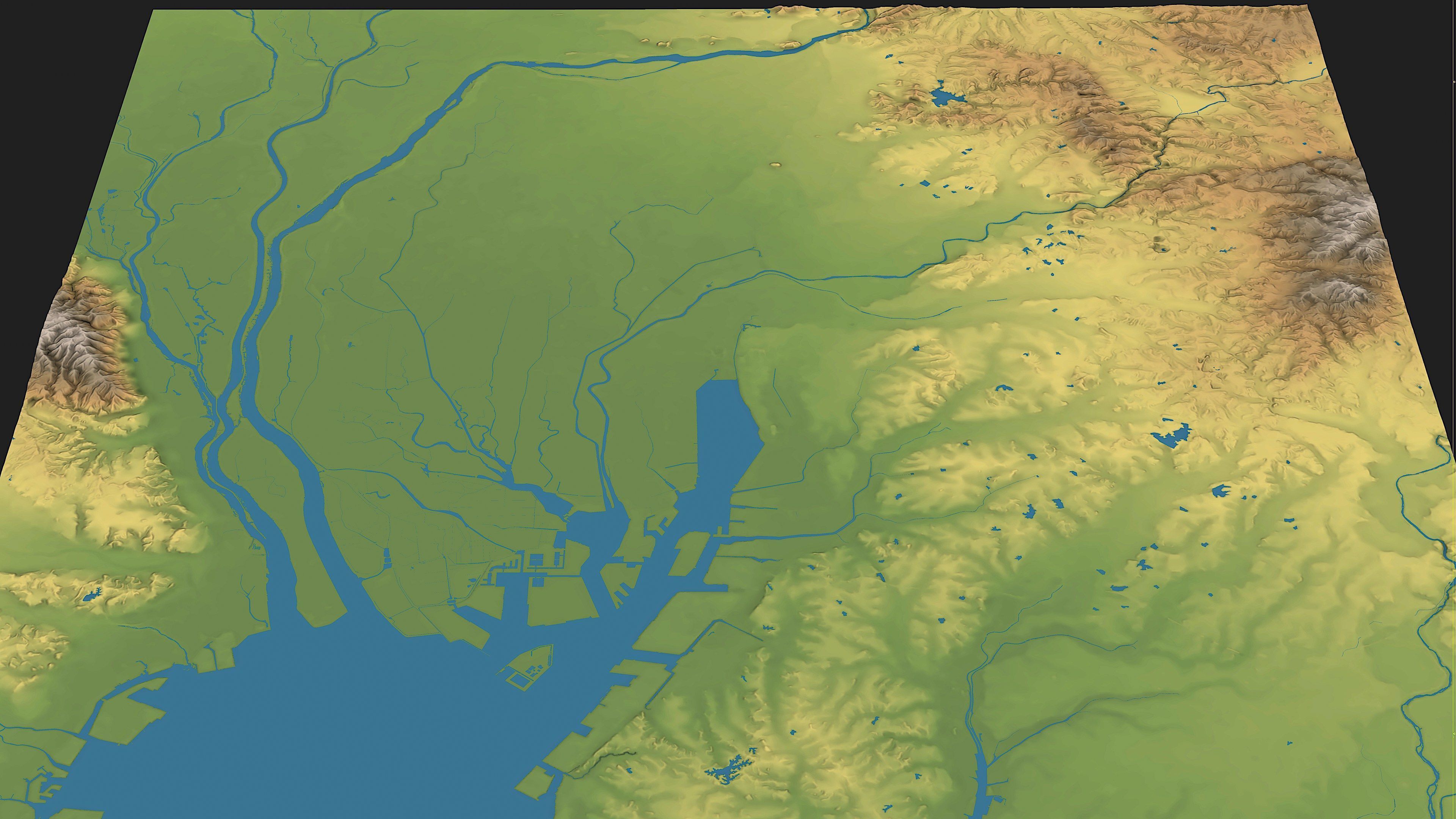 Nagoya - Topography Terrain Low-poly 3D model_4